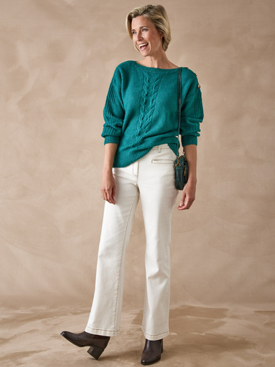 Pull encolure bateau en jersey envers