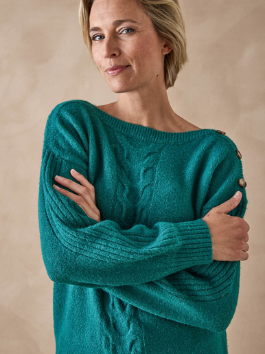 Pull encolure bateau en jersey envers