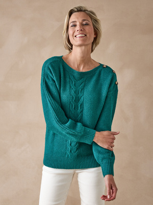 Pull encolure bateau en jersey envers