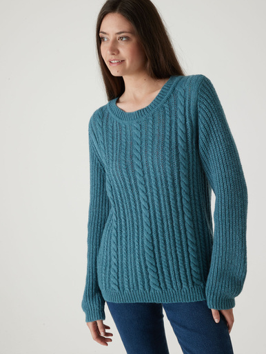 Pull torsadé avec laine et mohair - Daxon - Vert