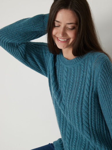 Pull torsadé avec laine et mohair