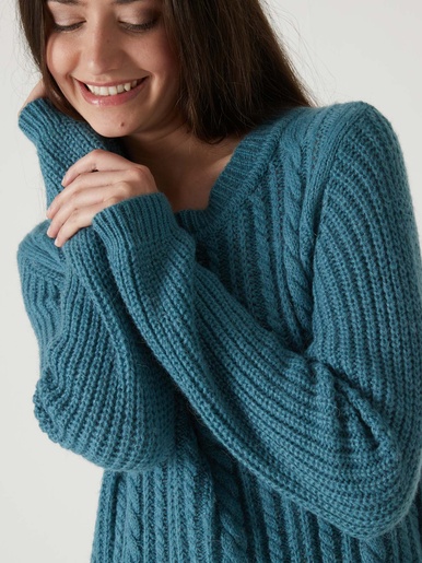Pull torsadé avec laine et mohair