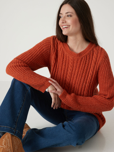 Pull torsadé avec laine et mohair