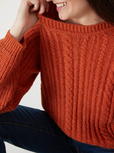 Pull torsadé avec laine et mohair