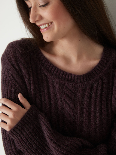 Pull torsadé avec laine et mohair