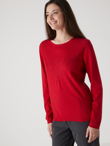 Pull point fantaisie détails rivets - Daxon - Rouge