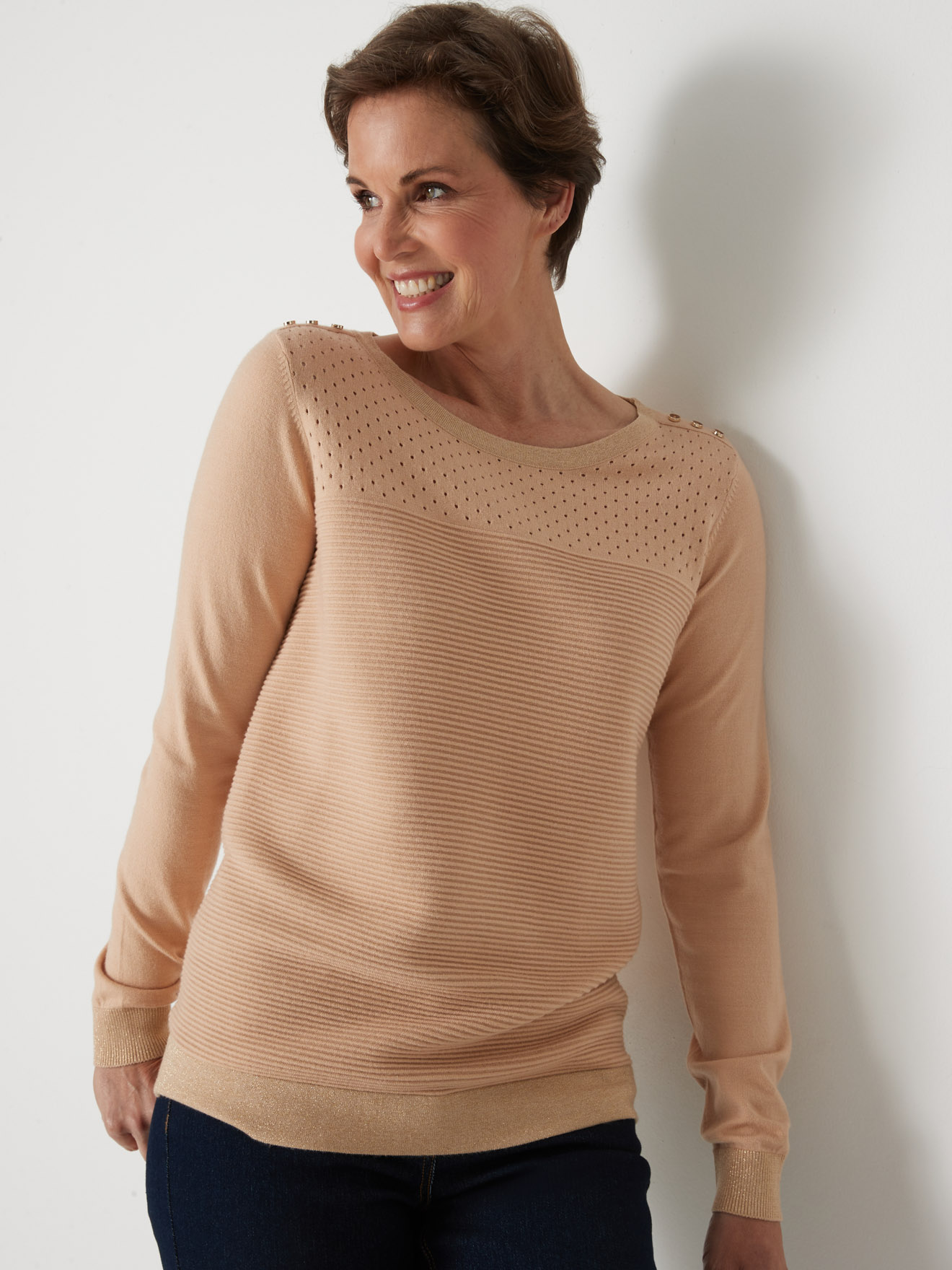 Pull en maille jersey et ottoman - Daxon - Café latté