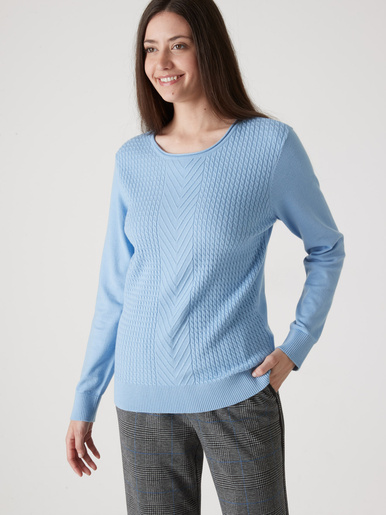 Pull avec torsades - Daxon - Bleu ciel