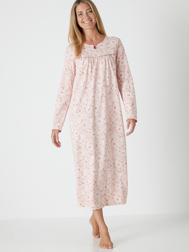 Lot de 2 chemises de nuit longues - Daxon - Imp. vert + imp. rose