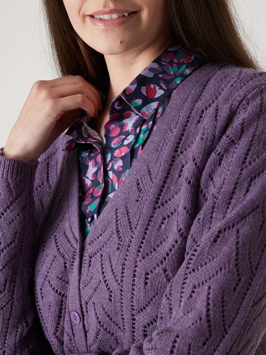 Gilet maille point fantaisie avec laine