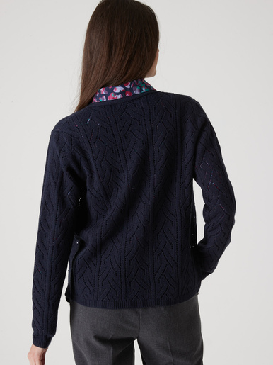 Gilet maille point fantaisie avec laine