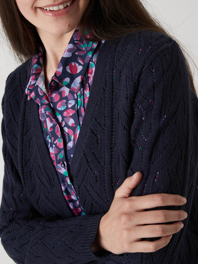 Gilet maille point fantaisie avec laine