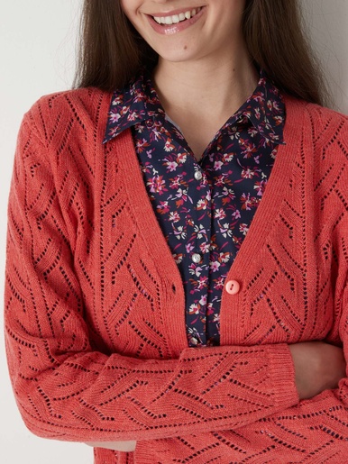 Gilet maille point fantaisie avec laine