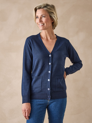 Gilet encolure V 50% laine mérinos