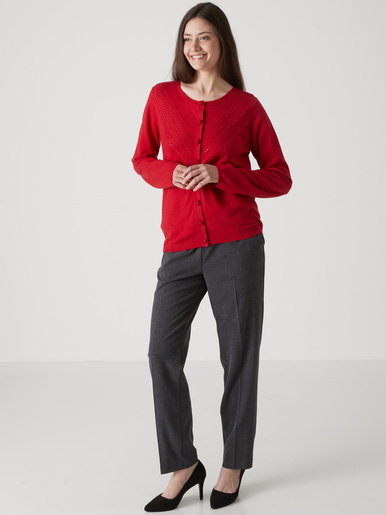 Cardigan point fantaisie détails rivets - Daxon - Rouge