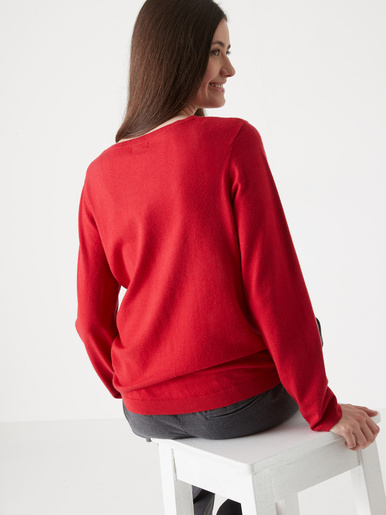 Cardigan point fantaisie détails rivets - Daxon - Rouge