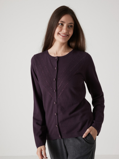 Cardigan point fantaisie détails rivets - Daxon - Quetsche