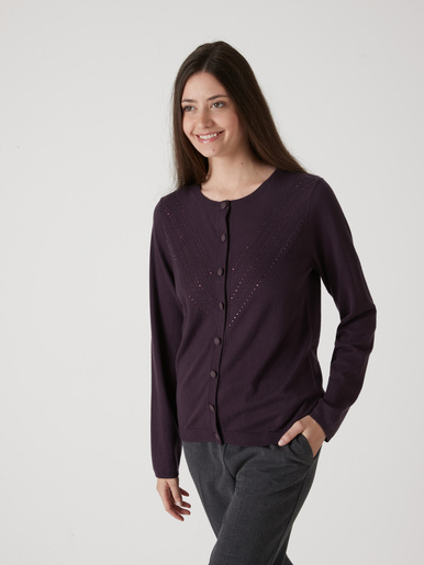 Cardigan point fantaisie détails rivets - Daxon - Quetsche