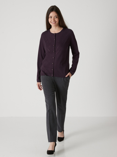 Cardigan point fantaisie détails rivets - Daxon - Quetsche