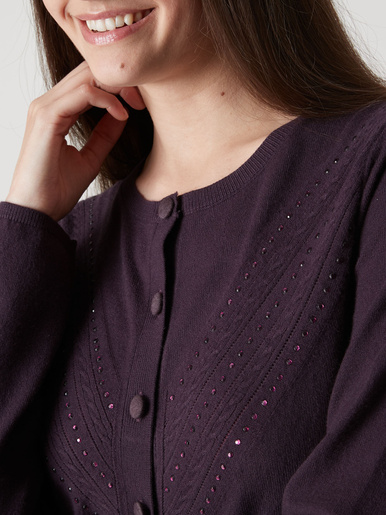 Cardigan point fantaisie détails rivets - Daxon - Quetsche
