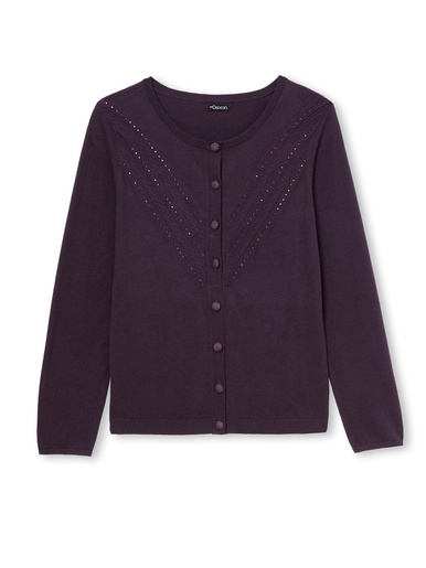 Cardigan point fantaisie détails rivets - Daxon - Quetsche