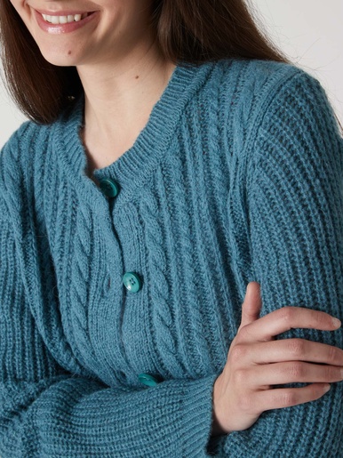 Cardigan torsadé laine et mohair