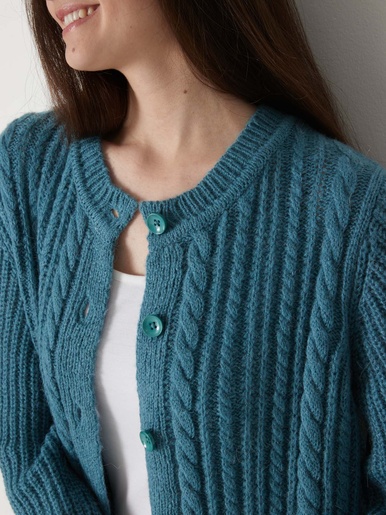 Cardigan torsadé laine et mohair