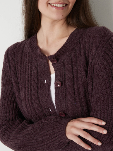 Cardigan torsadé laine et mohair