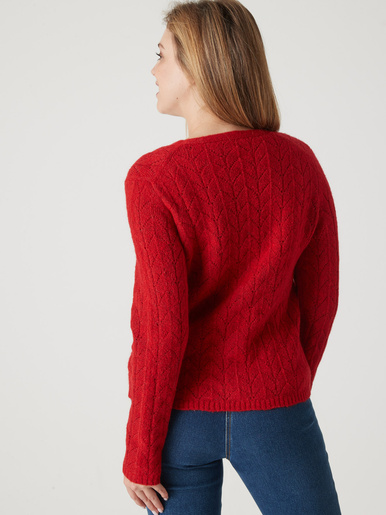 Gilet avec jeux de points ajourés - Daxon - Rouge