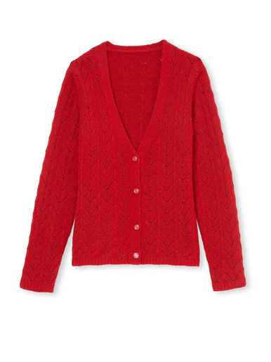 Gilet avec jeux de points ajourés - Daxon - Rouge
