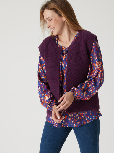 Gilet point mousse sans manches - Daxon - Violet