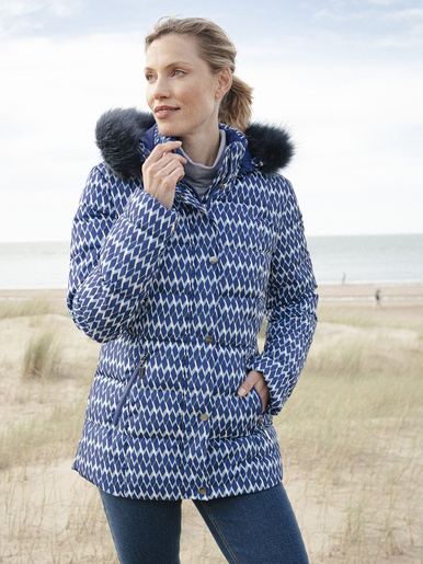 Doudoune à capuche amovible - Daxon - Imprimé bleu