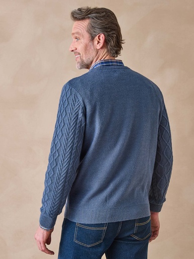 Pull col rond style irlandais 30% laine
