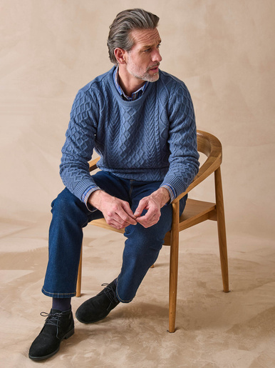 Pull col rond style irlandais 30% laine
