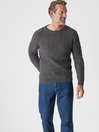 Pull col rond style irlandais 30% laine