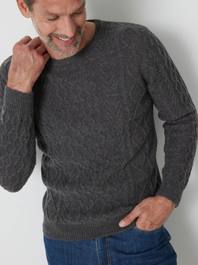 Pull col rond style irlandais 30% laine