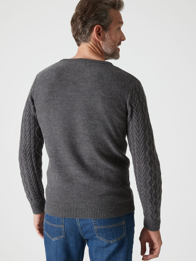 Pull col rond style irlandais 30% laine