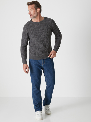 Pull col rond style irlandais 30% laine