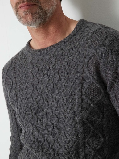 Pull col rond style irlandais 30% laine