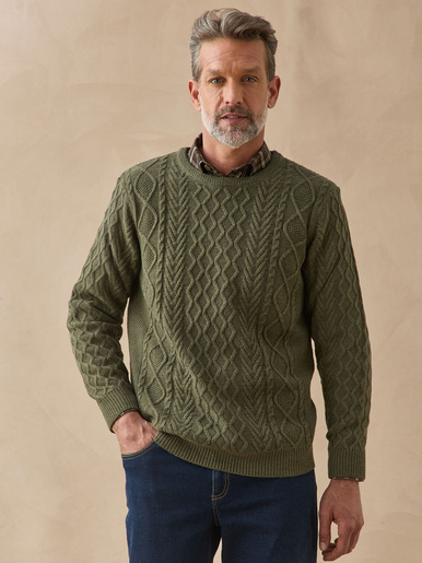 Pull col rond style irlandais 30% laine
