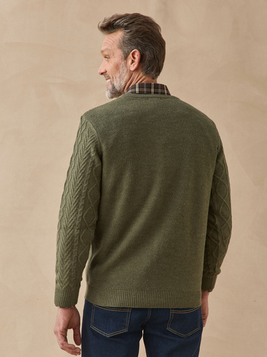 Pull col rond style irlandais 30% laine