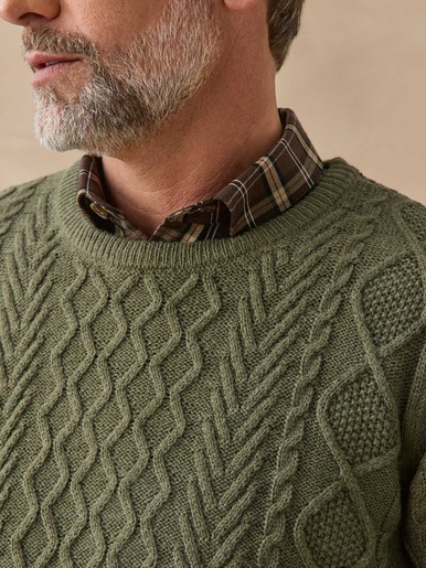 Pull col rond style irlandais 30% laine