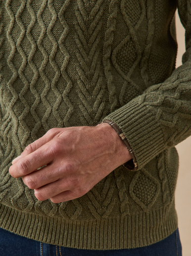 Pull col rond style irlandais 30% laine
