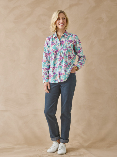Chemisier effet plastron manches longues