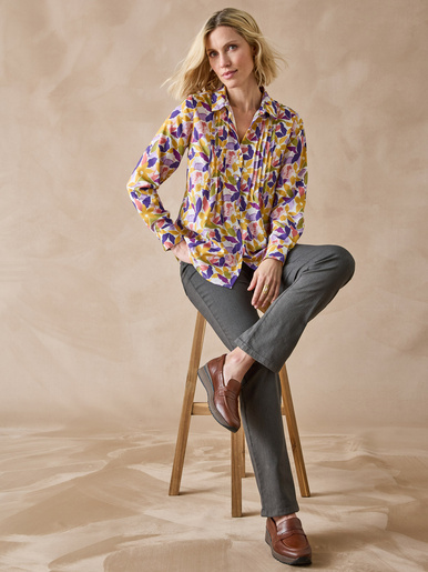 Chemisier effet plastron manches longues