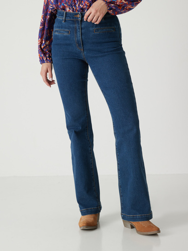 Jean élastiqué bas évasé stature +1.60m - Daxon - Denim stone