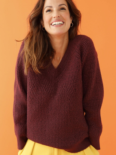 Pull côtes perlées - Daxon - Bordeaux