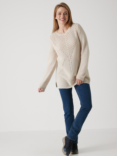 Pull tunique côtes perlées