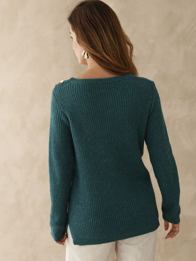 Pull tunique côtes perlées