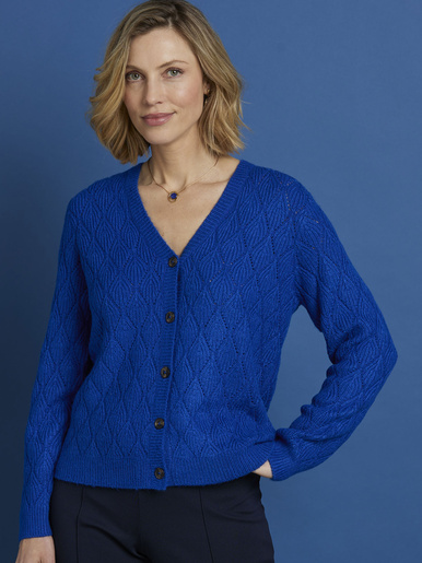 Gilet maille fantaisie - Daxon - Bleu